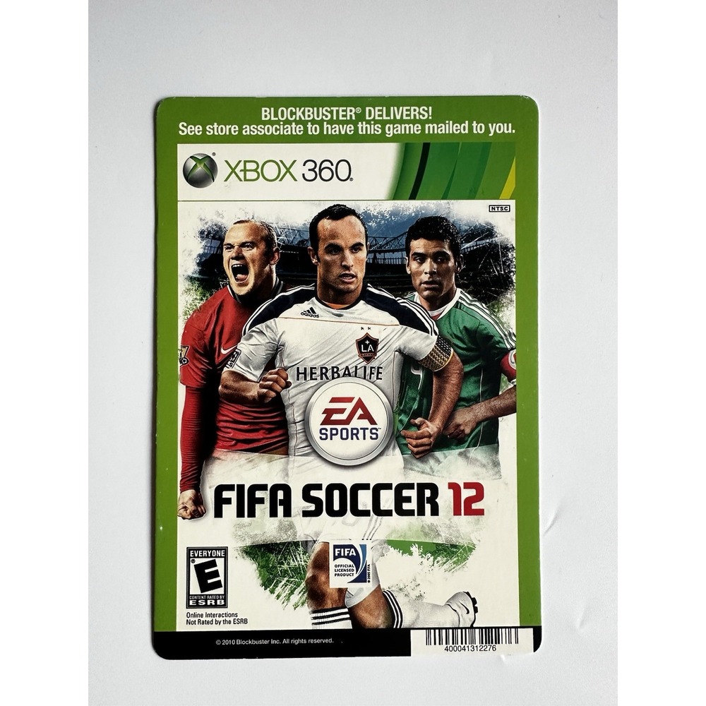 XBOX 360 FIFA SOCCER 12 BLOCKBUSTER VIDEO BACKER CARD 5"X8" NO GAME